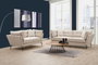 Atelier Del Sofa Sofá de 3 Plazas Crema 214x90x84 cm Tapizado Poliéster Patas Metálicas